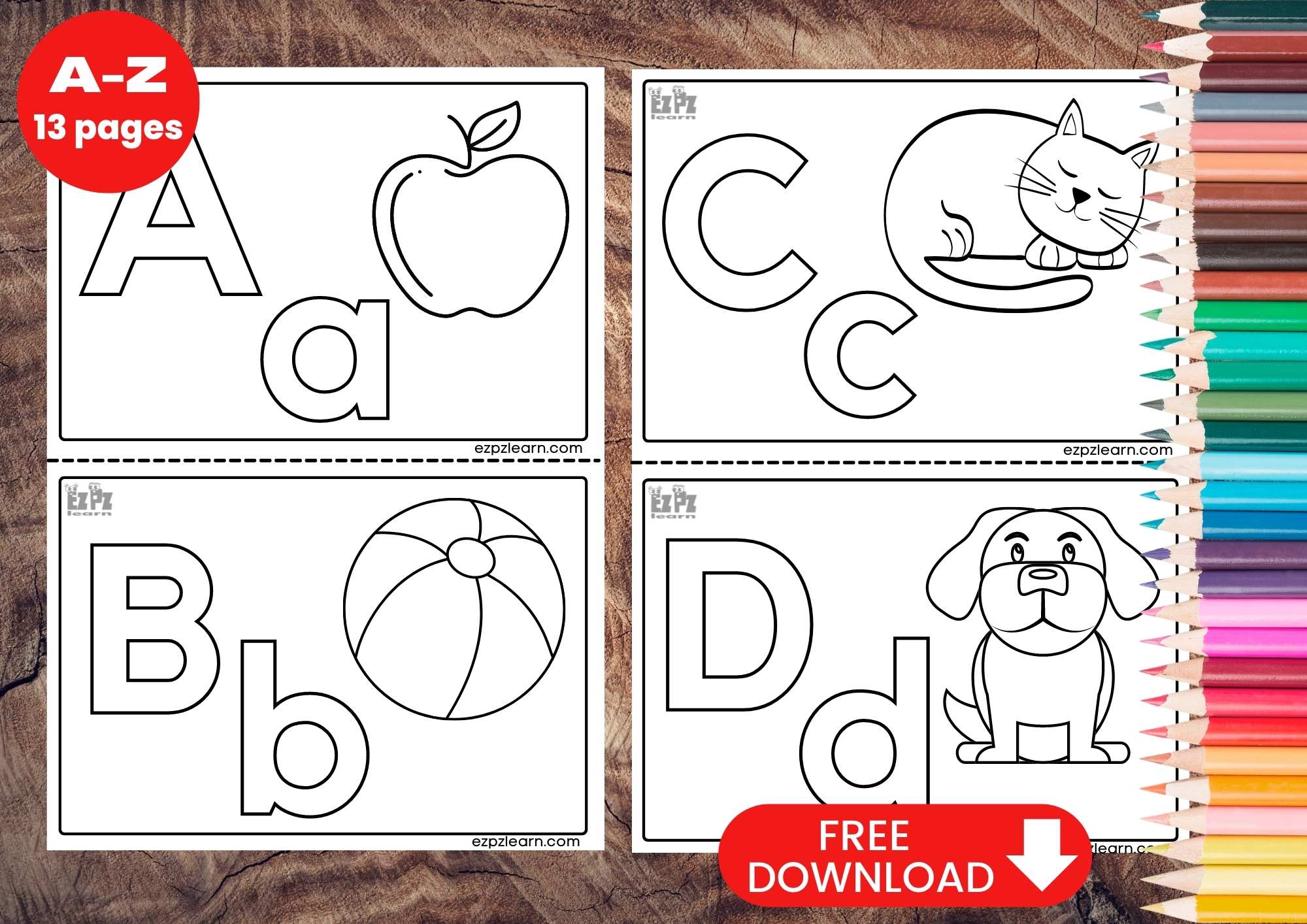 Alphabet Coloring Flashcards 